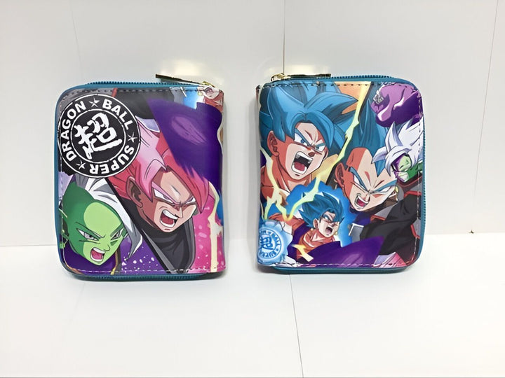 Deux portefeuilles Dragon Ball Super. Le premier portefeuille est bleu avec une image de Goku, Vegeta et Broly. Le deuxième portefeuille est bleu avec une image de Goku, Vegeta et Black Goku.,MI-7262283820