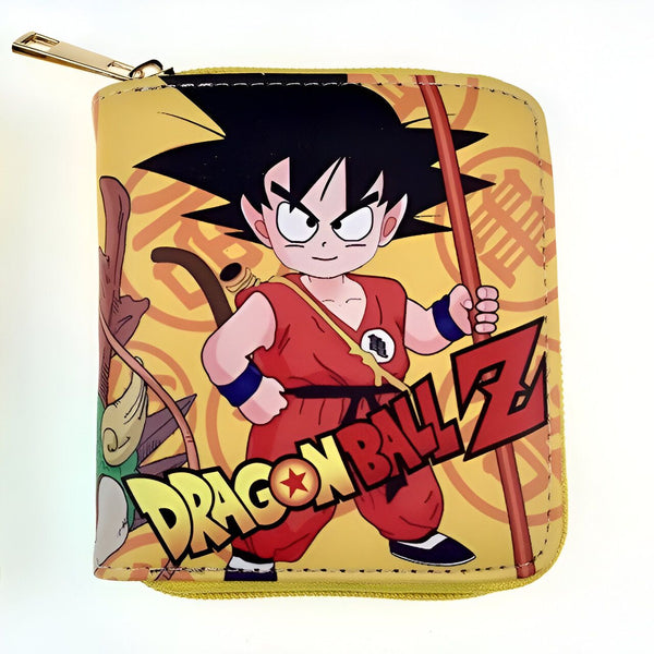 Le portefeuille jaune présente un motif coloré de Goku, un personnage de la série animée Dragon Ball Z. Goku est représenté avec ses cheveux noirs hérissés, sa combinaison orange et son bâton magique. Le portefeuille est fabriqué en cuir PU et possède une fermeture éclair.,MI-3899629353