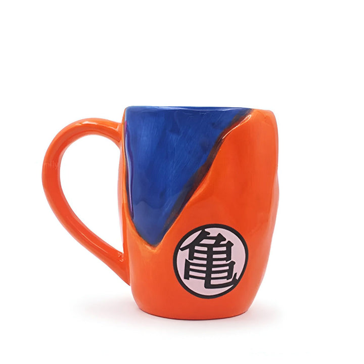 Une tasse en céramique orange et bleue avec le symbole de Tortue Géniale de Dragon Ball Z.,MU-9864666355