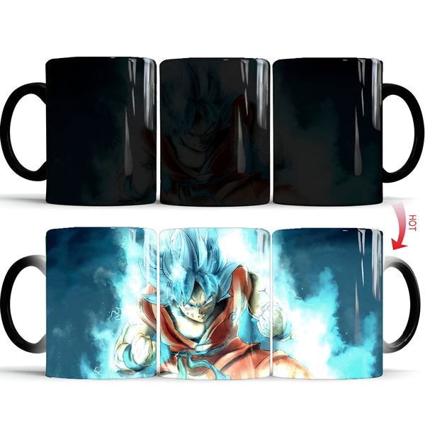 Une tasse noire qui change de couleur avec la chaleur. Lorsqu'elle est froide, la tasse est noire. Lorsqu'on y verse une boisson chaude, la tasse devient bleue et on peut voir apparaître le personnage de Son Goku.,MU-910433406X