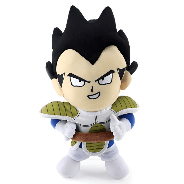 Une peluche de Vegeta, un personnage de la série Dragon Ball Z. Il est vêtu de son costume de combat et a une expression déterminée sur le visage.,PE-1481986317