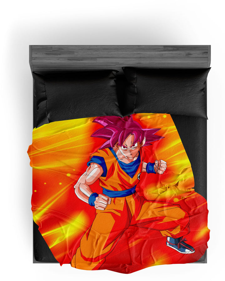 Une image de Son Goku, un personnage de la série animée Dragon Ball Z. Il est représenté en train de se battre, avec ses cheveux dressés vers le haut et une aura jaune autour de lui.,PL-4032523568,PL-5920964588