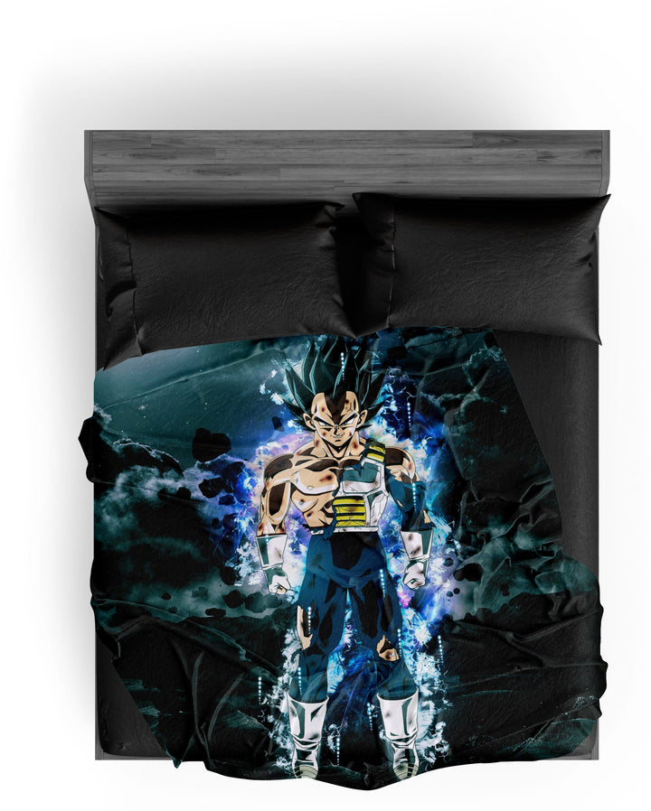 Une image de Vegeta, un personnage de la série Dragon Ball Z. Il est représenté en train de se tenir debout, les poings serrés, dans un environnement sombre et menaçant.,PL-307724943X,PL-3255133025