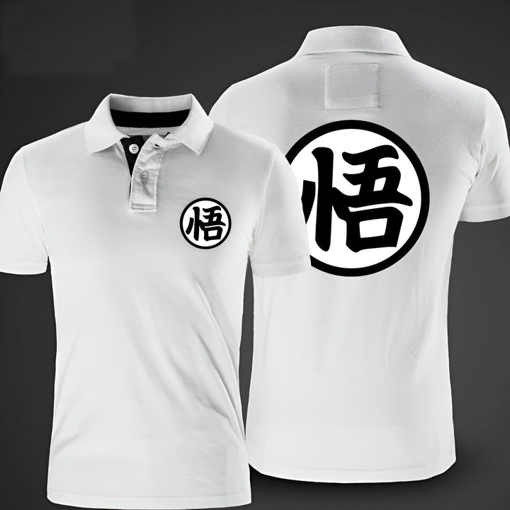 Le t-shirt blanc a un col polo et des manches courtes. Il y a un symbole noir de la série animée japonaise Dragon Ball Z sur la poitrine et dans le dos.,PO-779078448X,PO-5118461847,PO-8330894126,PO-6514954073,PO-0323184324,PO-5819678370,PO-3857899441,PO-7478373194,PO-666515744X,PO-227382680X,PO-2575593379,PO-4358733689,PO-0049702203,PO-2323056697,PO-8993250464,PO-9165506928,PO-187081777X,PO-4017046797,PO-7862628136,PO-6124292939