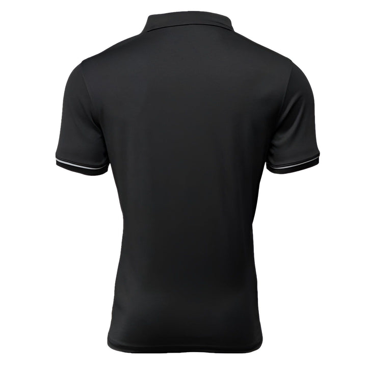 Une image d'un polo noir avec des détails blancs sur le col et les manches.,PO-7809058452,PO-4264298857,PO-576410758X,PO-0063242672,PO-9371498056,PO-3848263939,PO-4998604805,PO-1510561668,PO-7416125464,PO-3632486476,PO-4232973451,PO-1630188115,PO-6024203403,PO-5619304426,PO-5870704243,PO-1239395841