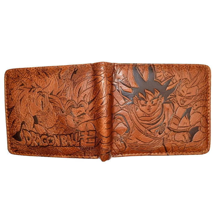 Portefeuille marron en cuir avec des personnages de Dragon Ball Z dessus.,PO-2412618151,PO-0953267245