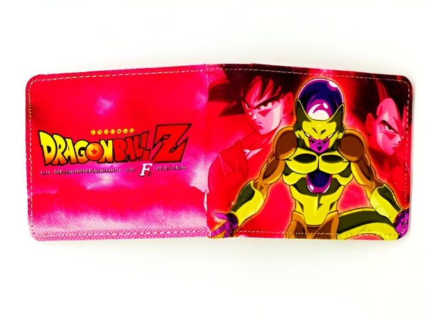 Le portefeuille est rose avec une image de Son Goku, Vegeta et Freezer dessus.,PO-075340818X