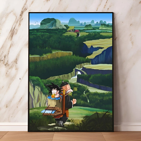 Une image de Son Goku et de Gohan dans un paysage montagneux.,PO-498303403X