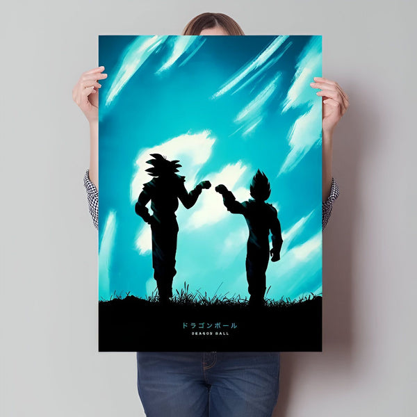 Une affiche de Dragon Ball Z avec Goku et Vegeta en silhouettes.,PO-4402991242