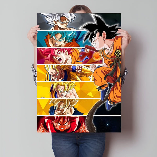 L'image montre une affiche avec les personnages de la série animée Dragon Ball Z. On peut voir Goku, Vegeta, Gohan, Trunks et Goten.,PO-1071044982