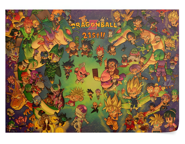 Une image de Dragon Ball Z, montrant tous les personnages principaux de la série.,PO-8062196534
