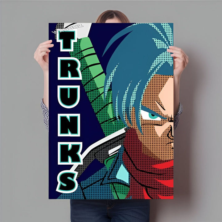 Une affiche du personnage Trunks du manga Dragon Ball. Il est représenté avec une épée et un regard déterminé.,PO-2011059461,PO-852218531X