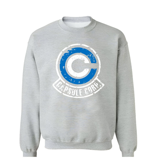Il s'agit d'un sweat-shirt gris avec le logo de Capsule Corp, une entreprise fictive de la série animée Dragon Ball. Le logo est un cercle bleu avec une lettre "C" blanche au centre et les mots "Capsule Corp." écrits en dessous.,PU-738051363X,PU-306225937X,PU-3372182715,PU-185048614X,PU-8569863268,PU-0560685165,PU-8484946118,PU-1398261386,PU-5573292102,PU-2272428185,PU-595556103X,PU-7103675309,PU-3009920059,PU-2415236721,PU-5925168801