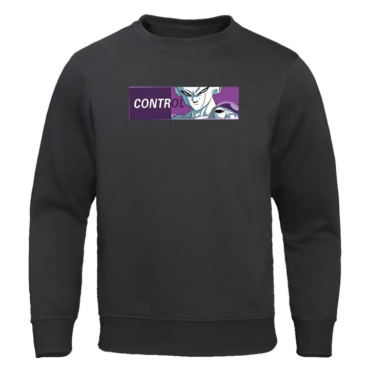 Le texte "contrôle" est écrit en lettres violettes sur une bande violette horizontale. Au milieu de la bande, il y a un personnage de dessin animé aux cheveux blancs et aux yeux bleus. Il porte une combinaison violette et blanche.