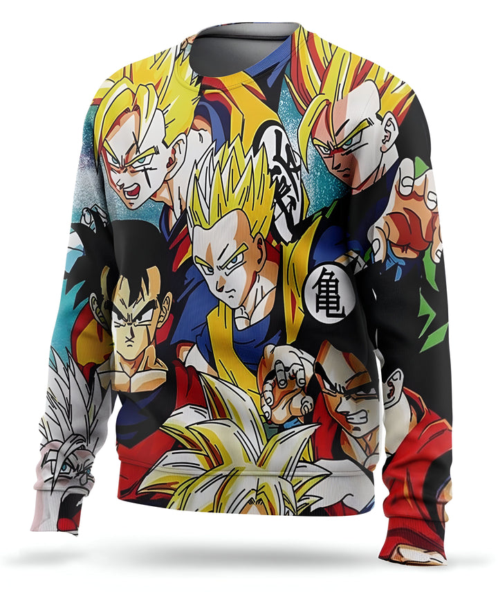 L'image représente un pull-over noir avec des personnages du dessin animé Dragon Ball Z. On peut voir Goku, Vegeta, Gohan, Trunks et Krilin.,PU-4545517978,PU-9339103904,PU-7934119992,PU-8106999807,PU-149191274X,PU-416264814X,PU-0495862517,PU-8957354107