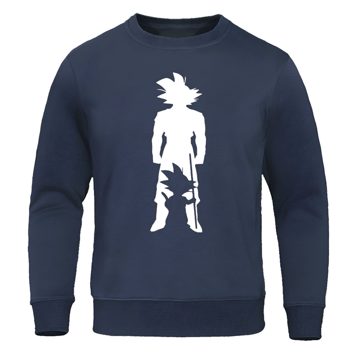 Le sweat-shirt bleu marine présente une illustration blanche de Son Goku, un personnage de la série animée japonaise Dragon Ball Z.,PU-2928571353,PU-0694587427,PU-9869694705,PU-915269397X,PU-2768426067,PU-0887319351,PU-5587562212,PU-7573943873,PU-5981084758,PU-4401106415,PU-4151977007,PU-6392177663,PU-8342649199,PU-5045973347,PU-3205830091,PU-6791215038,PU-8748470082,PU-4363216360,PU-2220677370,PU-7569882296,PU-3436979503,PU-8271056395,PU-2579590897,PU-6898717472,PU-9162480146