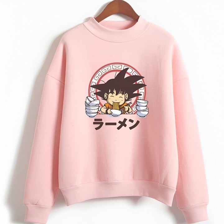 Une image d'un sweat-shirt rose avec un personnage de dessin animé, Son Goku, qui mange un bol de ramen. Le texte en japonais signifie "ramen".,PU-7736398704,PU-7131561428,PU-8885673414,PU-4845309092,PU-5493876647,PU-460041750X,PU-3747555004,PU-584269963X,PU-8889840390,PU-0606380302,PU-6784723848,PU-2693975018,PU-2792768770,PU-7637385302,PU-0372929699,PU-3075030902,PU-4901933795,PU-5915180159,PU-0280993390,PU-9075706618,PU-1143582306,PU-4508428770