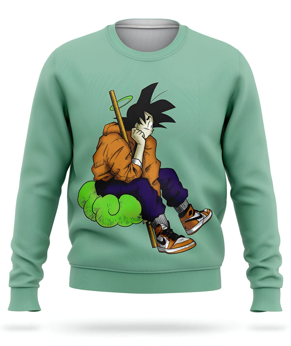 Le pull représente Son Goku, un personnage de la série animée Dragon Ball Z. Il est assis sur un nuage et porte une auréole. Il porte également un pantalon bleu, un sweat orange et des baskets blanches et orange.,PU-2691482332,PU-753069216X,PU-8460523845,PU-9312327569,PU-607417525X,PU-0701817992,PU-927301559X,PU-6028822086,PU-3261906154,PU-5245114402,PU-0621167207,PU-7935549605,PU-6028343277,PU-0241883555,PU-5991527725,PU-5087677304
