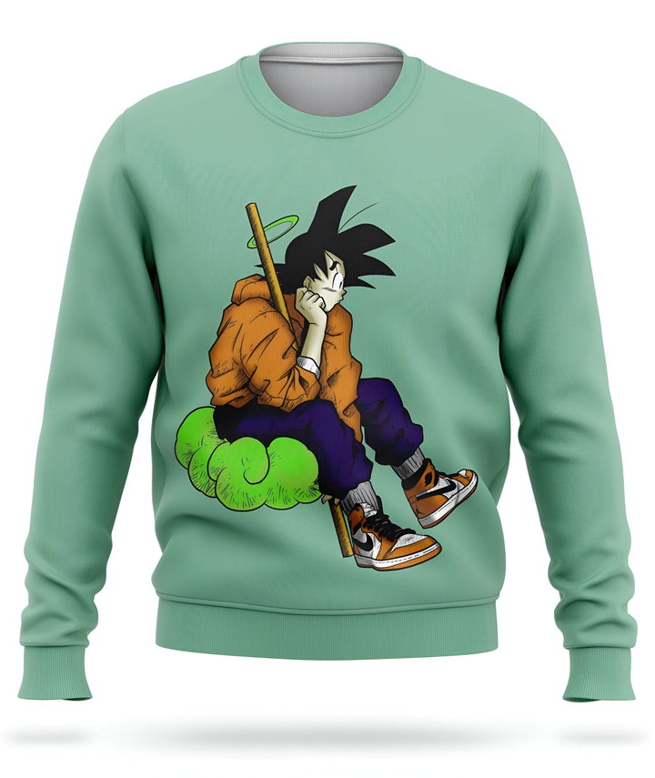 Le pull représente Son Goku, un personnage de la série animée Dragon Ball Z. Il est assis sur un nuage et porte une auréole. Il porte également un pantalon bleu, un sweat orange et des baskets blanches et orange.,PU-2691482332,PU-753069216X,PU-8460523845,PU-9312327569,PU-607417525X,PU-0701817992,PU-927301559X,PU-6028822086,PU-3261906154,PU-5245114402,PU-0621167207,PU-7935549605,PU-6028343277,PU-0241883555,PU-5991527725,PU-5087677304