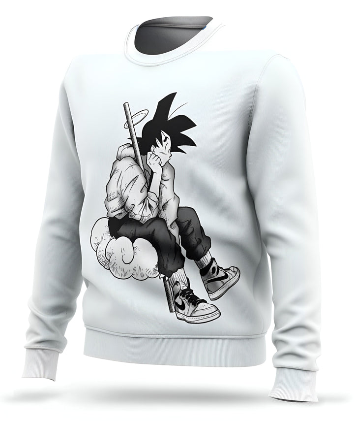 Le dessin représente Son Goku, un personnage de la série animée Dragon Ball Z. Il est assis sur un nuage, portant un sweat à capuche et des baskets. Il a une expression pensive sur le visage.,PU-2691482332,PU-753069216X,PU-8460523845,PU-9312327569,PU-607417525X,PU-0701817992,PU-927301559X,PU-6028822086,PU-3261906154,PU-5245114402,PU-0621167207,PU-7935549605,PU-6028343277,PU-0241883555,PU-5991527725,PU-5087677304