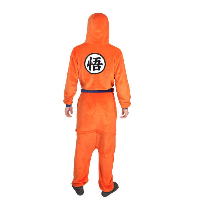 Une combinaison orange avec une capuche et une ceinture bleue. Le dos de la combinaison est orange avec un symbole japonais blanc.,PY-7747845219,PY-6770541009,PY-2126670708,PY-3650914719