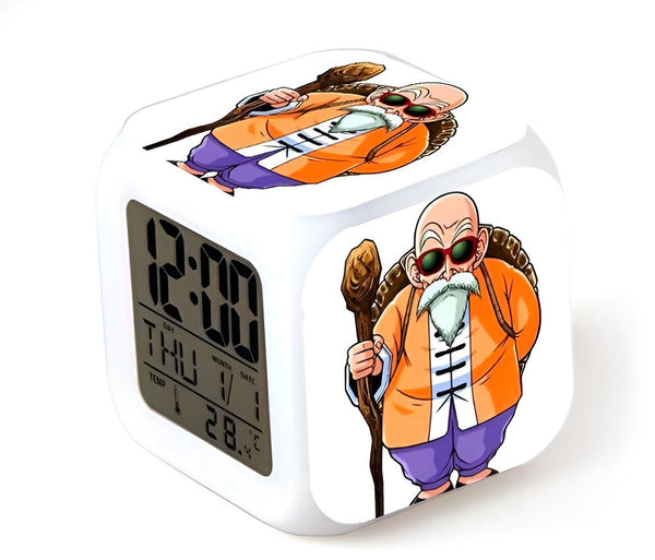 Une horloge numérique blanche avec une image du personnage dedessin animé "Tortue Géniale" de Dragon Ball Z.,RS-0214064808