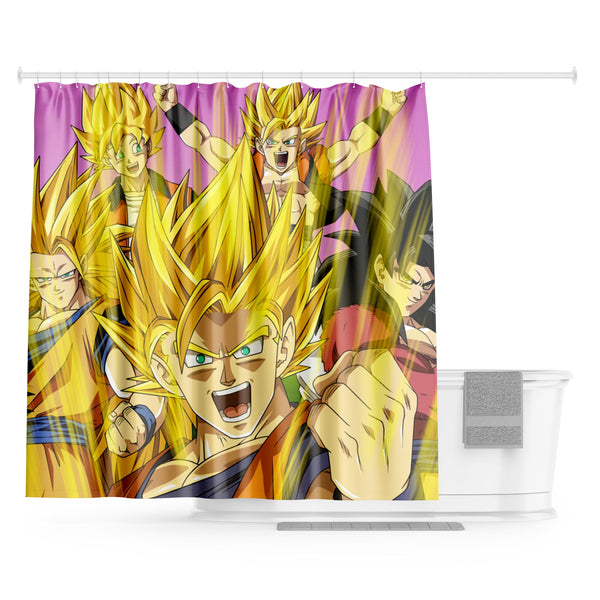 L'image représente Son Goku, le personnage principal de la série animée Dragon Ball Z. Il est entouré de ses amis et compagnons, tous dans des poses dynamiques et prêts à se battre. L'arrière-plan est violet et l'image est très colorée.,RI-0749647744,RI-7418953526,RI-5967799621,RI-7203502546,RI-1969320141