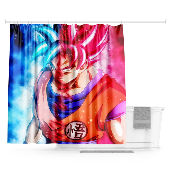Une image de Son Goku, un personnage de la série animée Dragon Ball Z. Il est représenté de face, avec les cheveux bleus et rouges hérissés, et porte une combinaison orange et bleue. Il est entouré d'une aura bleue et rouge.,RI-4017208622,RI-4394673151,RI-5044330442,RI-5973078817,RI-1111465681