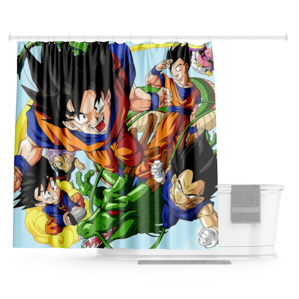 L'image représente les personnages de la série animée Dragon Ball Z. On y voit Goku, Vegeta, Gohan, Trunks et Krilin. Ils sont en train de voler sur le dos d'un dragon.,RI-7036317868,RI-7153347208,RI-6076868341,RI-7877895232,RI-7962928654