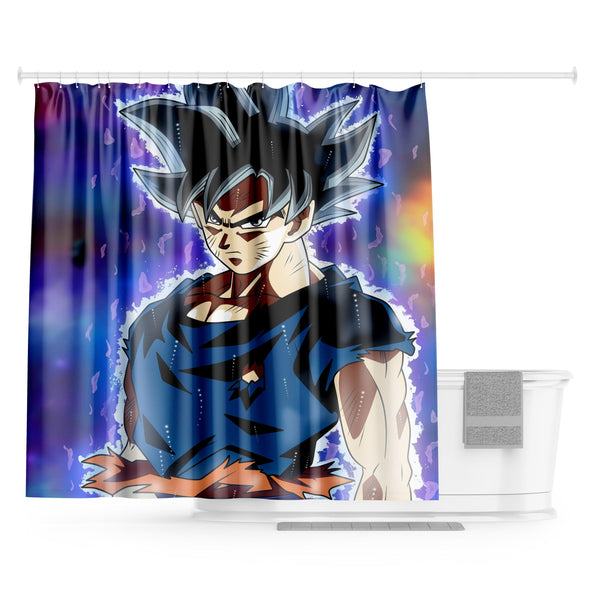Une illustration de Son Goku, un personnage de la série animée Dragon Ball. Il est représenté de face, avec les cheveux noirs et les yeux bleus. Il porte une combinaison bleue et orange déchirée. L'arrière-plan est violet et bleu avec des éclairs blancs.,RI-9078921986,RI-1256579416,RI-3981067681,RI-2628563088,RI-687850368X