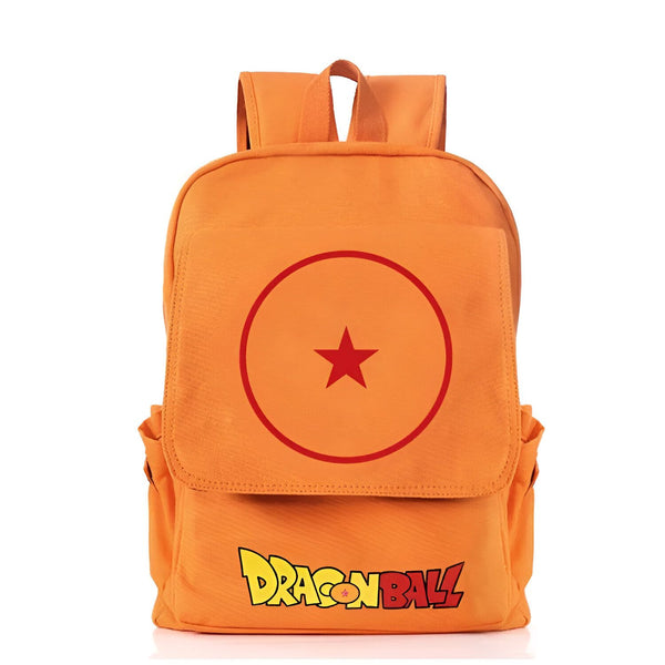 Le sac à dos est de couleur orange avec une étoile rouge à quatre branches sur le devant. Le logo "Dragon Ball Z" est écrit en noir en dessous de l'étoile.,SA-5637339694