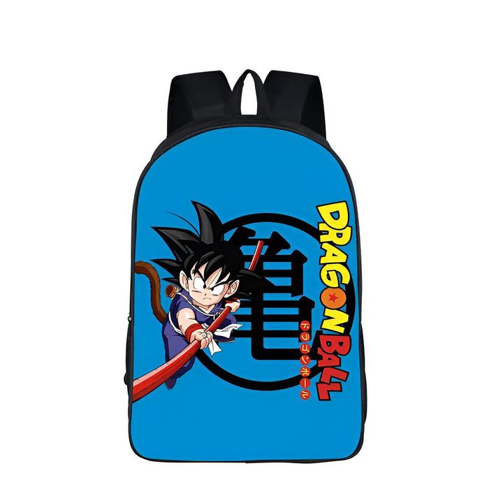 Le sac à dos bleu a une image de Son Goku, un personnage de la série animée Dragon Ball Z. Il est vêtu de son costume orange et bleu et tient un bâton dans ses mains. Le sac à dos est également décoré du logo Dragon Ball Z.,SA-2603791753