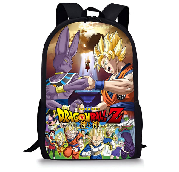 Le sac à dos représente les personnages du dessin animé Dragon Ball Z. On peut voir Goku, Vegeta, Piccolo, Gohan, Trunks et Krilin.,SA-0304554650