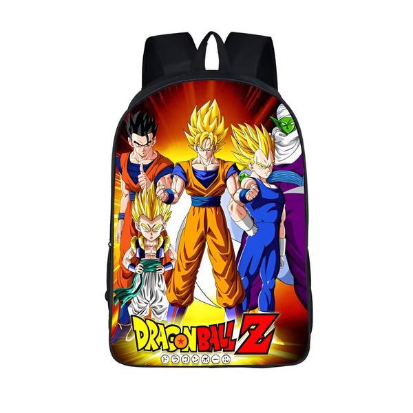 Le sac à dos représente les personnages du dessin animé Dragon Ball Z. On peut voir Goku, Vegeta, Gohan et Trunks.,SA-3597271820