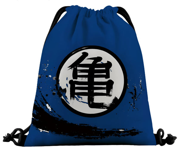 Le sac à dos bleu a un cordon de serrage et un imprimé du symbole "Tortue" de Dragon Ball Z.,SA-0438749030