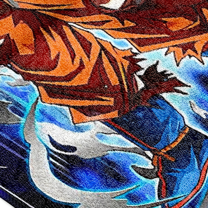 Une image en mosaïque de Son Goku, un personnage de la série animée Dragon Ball Z. Il est représenté en train de se battre contre un adversaire.,SE-067965495X,SE-3365138749