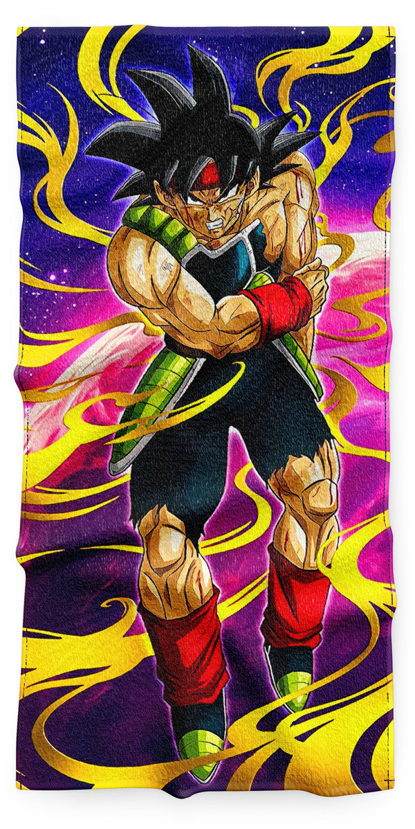 L'image représente un personnage de la série Dragon Ball Z, Bardock, le père de Goku. Il est en train de se battre contre un ennemi et il est couvert de blessures. Il est en colère et il est prêt à se battre jusqu'à la mort.,SE-2398020797,SE-4598412844