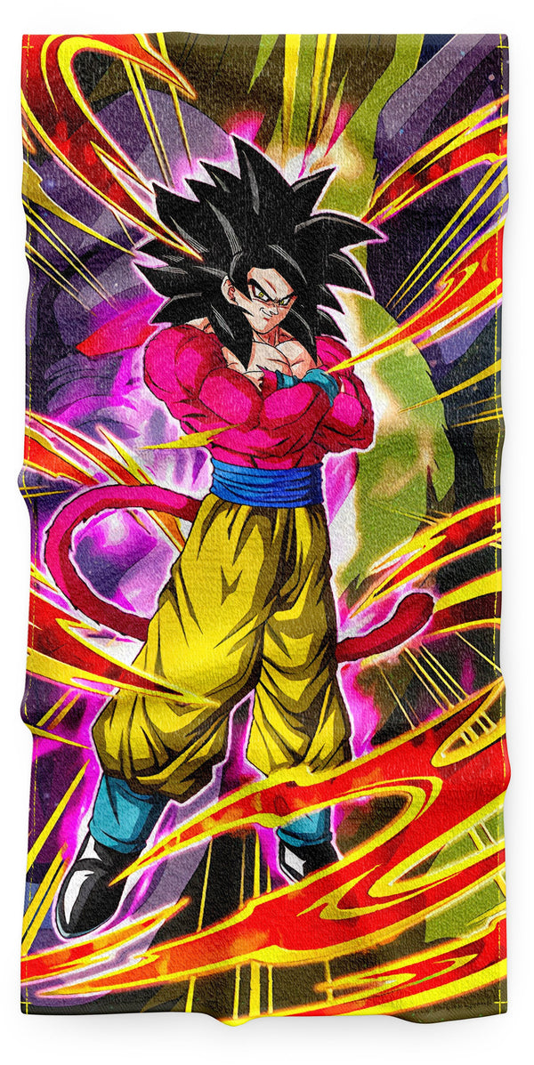 Une image de Son Goku, un personnage de la série Dragon Ball. Il est représenté avec les cheveux noirs et les yeux bleus, vêtu d'un kimono orange et d'un pantalon jaune. Il est entouré d'une aura dorée et bleue, et semble prêt à se battre.,SE-2012684076,SE-0309311594