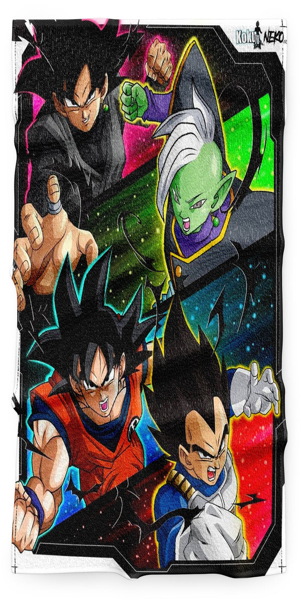 L'image représente les personnages de la série Dragon Ball Super, Goku, Vegeta, Zamasu et Black Goku.,SE-0254938469,SE-0462435679