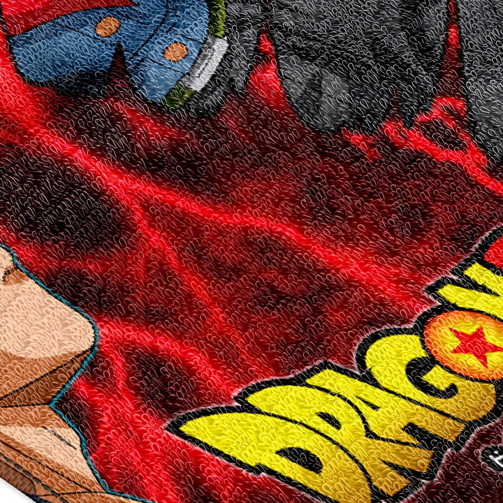 タオル生地にプリントされたドラゴンボールのイラスト。悟空とベジータが激突するシーンが描かれている。,SE-4158270014,SE-1284356191