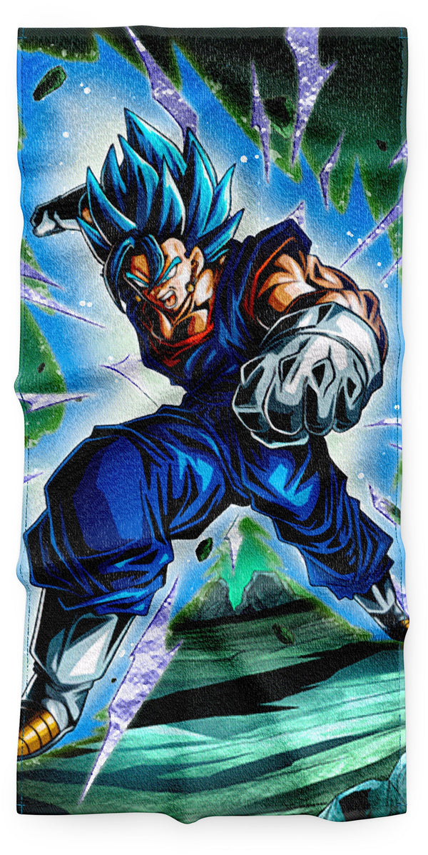 Une illustration de Vegeta sous sa forme de Super Saiyan Blue. Il est en train de charger son attaque ultime, le Final Flash.,SE-9912465407,SE-0995378533