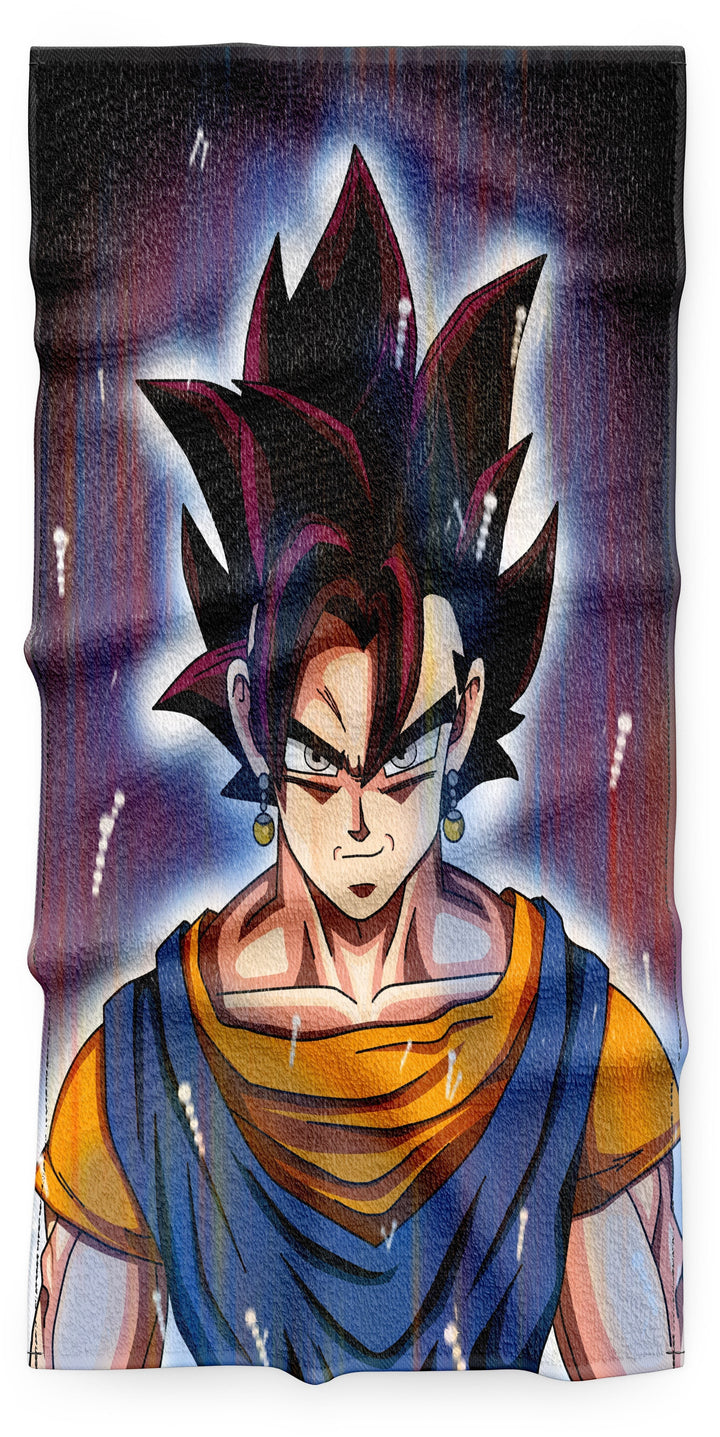 Une illustration de Vegetto, un personnage de Dragon Ball Z, portant une combinaison bleue et orange et ayant les cheveux noirs hérissés. Il a une expression sérieuse sur le visage et semble prêt à se battre.,SE-3393090240,SE-1001823745