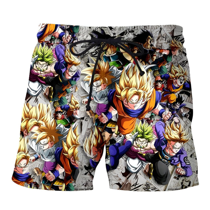 Le short présente un motif intégral de personnages de la série animée Dragon Ball Z. On y retrouve Son Goku, Vegeta, Gohan, Trunks, Piccolo, Krilin, Yamcha,天津飯, Chiaotzu, Bulma, Tortue Géniale et d'autres personnages.,SH-3325924077,SH-6819218346,SH-1445802902,SH-8945924434,SH-7475629279