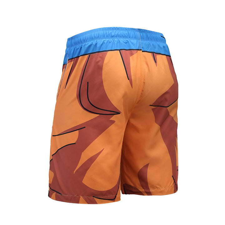 Le dos d'un short de bain orange avec des motifs marron et une ceinture bleue,SH-9652517097,SH-8995974184,SH-2401580840,SH-6789635483,SH-6580403055,SH-3306518581