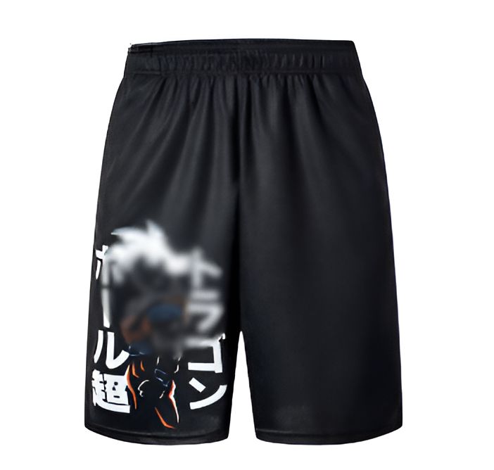 Le short est noir avec des motifs orange et bleus. Il y a un personnage de dessin animé sur la jambe gauche.,SH-2392903018,SH-4750618705,SH-847511055X,SH-6104562280,SH-9715876870