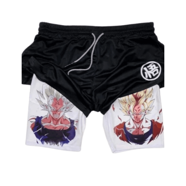 Le produit est un short de sport noir avec un motif de Goku et Vegeta, deux personnages de la série animée Dragon Ball Z.,SH-7966965198,SH-1027667619,SH-3070981496,SH-2383342904,SH-7982393977,SH-0173897517