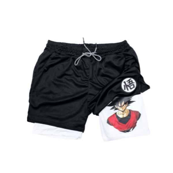 Ce short de sport noir possède une doublure blanche imprimée du personnage de Son Goku, un célèbre héros de manga et d'animé japonais.,SH-5187266764,SH-4275314166,SH-1086788265,SH-9223894212,SH-0291285708,SH-5520975027