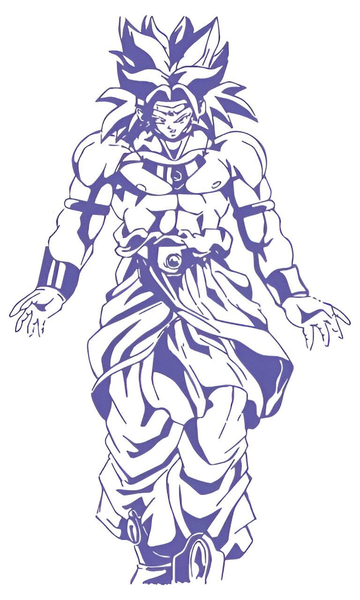 L'image représente Broly, un personnage de la série Dragon Ball. Il est grand et musclé, avec des cheveux longs et hérissés. Il porte une sorte de combinaison bleue et violette. Il est en position de combat, avec les poings serrés et les jambes écartées.,ST-9442404660,ST-817319081X,ST-8354072975,ST-8594972741,ST-3792478250,ST-0326218432