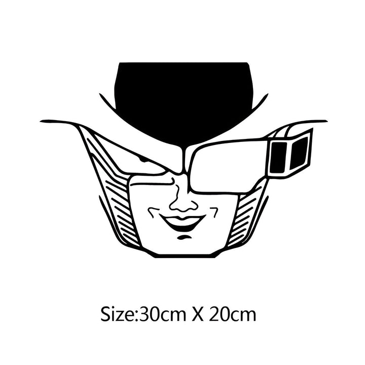 L'image représente un sticker mural en vinyle représentant le personnage de Freezer, un extraterrestre de la série Dragon Ball Z. Il est représenté avec son troisième œil sur le front, et son sourire caractéristique. Le sticker est disponible en différentes tailles, et peut être utilisé pour décorer les murs, les fenêtres, ou toute autre surface lisse.,ST-2499304162