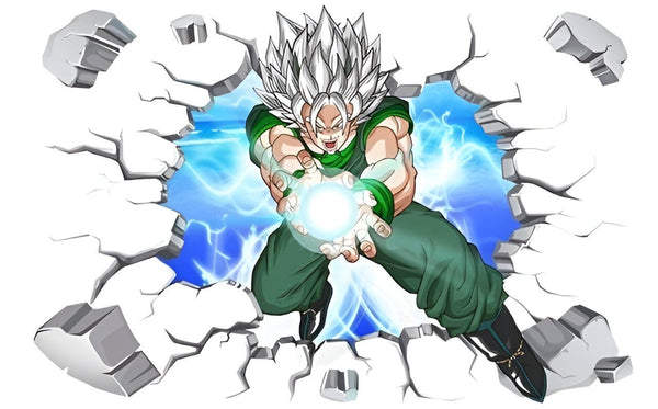 Une image de Son Goku, un personnage de la série animée Dragon Ball Z. Il est représenté en train de lancer une attaque énergétique.,ST-546934455X